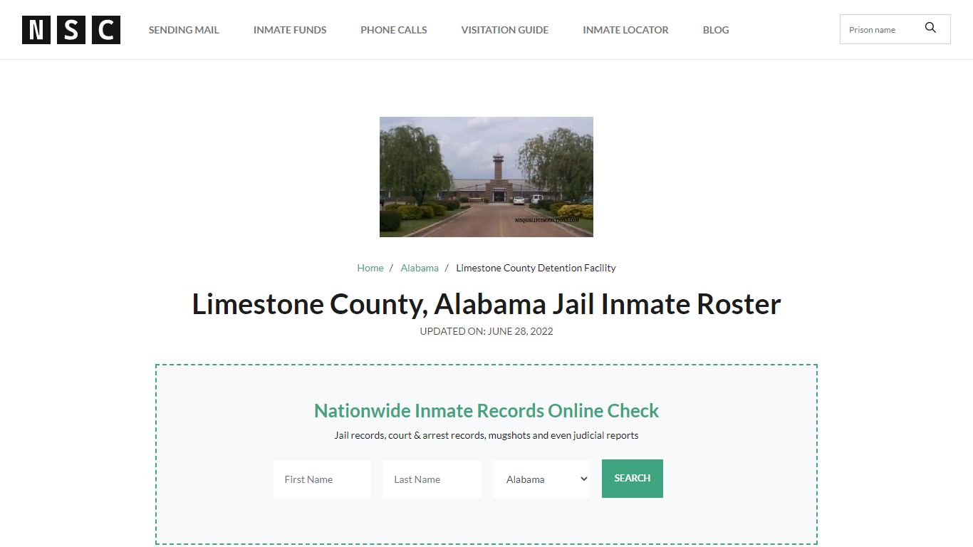 Limestone County, Alabama Jail Inmate Roster